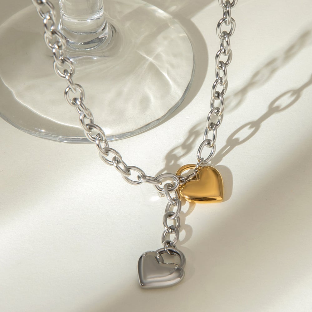 1 piece simple series sweet heart stainless steel  gold plated women charm bracelets