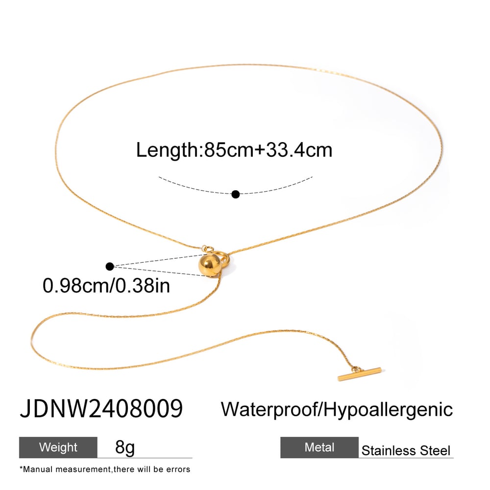 1 piece simple niche style ball shape stainless steel  gold plated women's pendant necklace Picture2