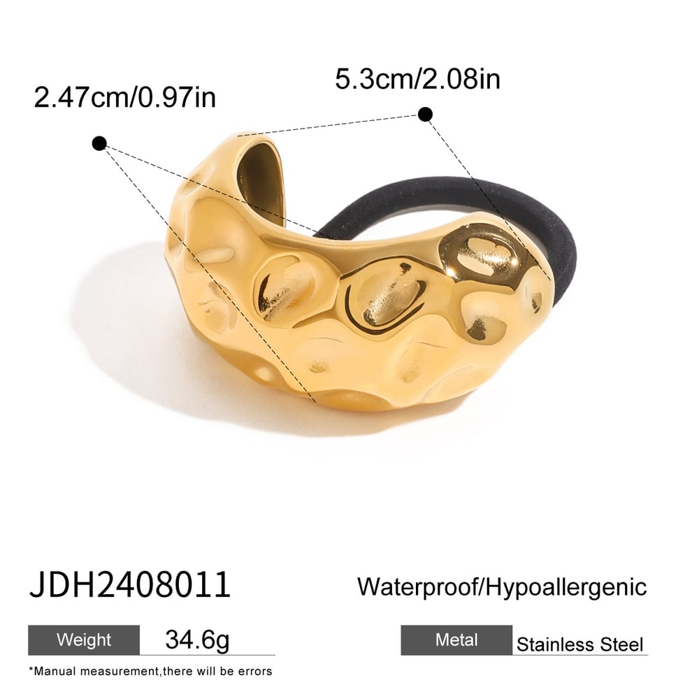 1 pair simple series daily letter stainless steel  gold plated women hair bobbles h5Picture2