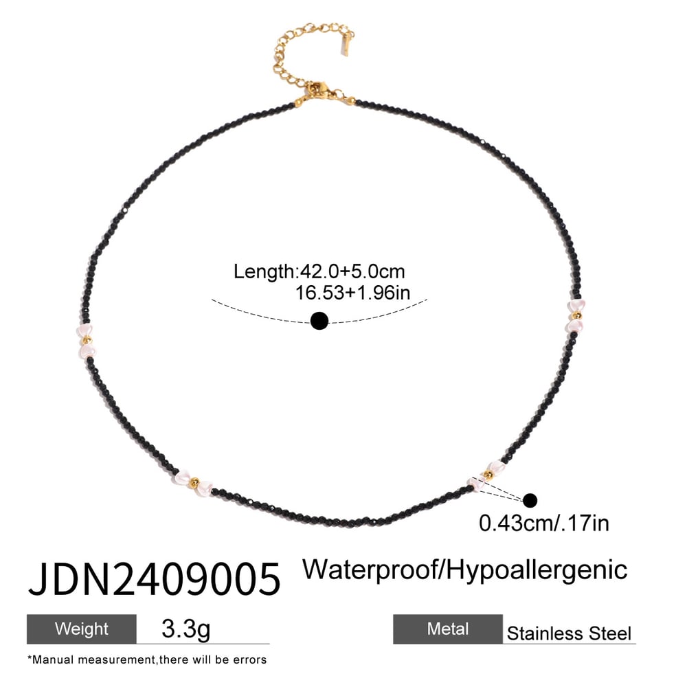 1 piece simple series elegant heart stainless steel  gold plated artificial pearl women beaded necklaces Picture2