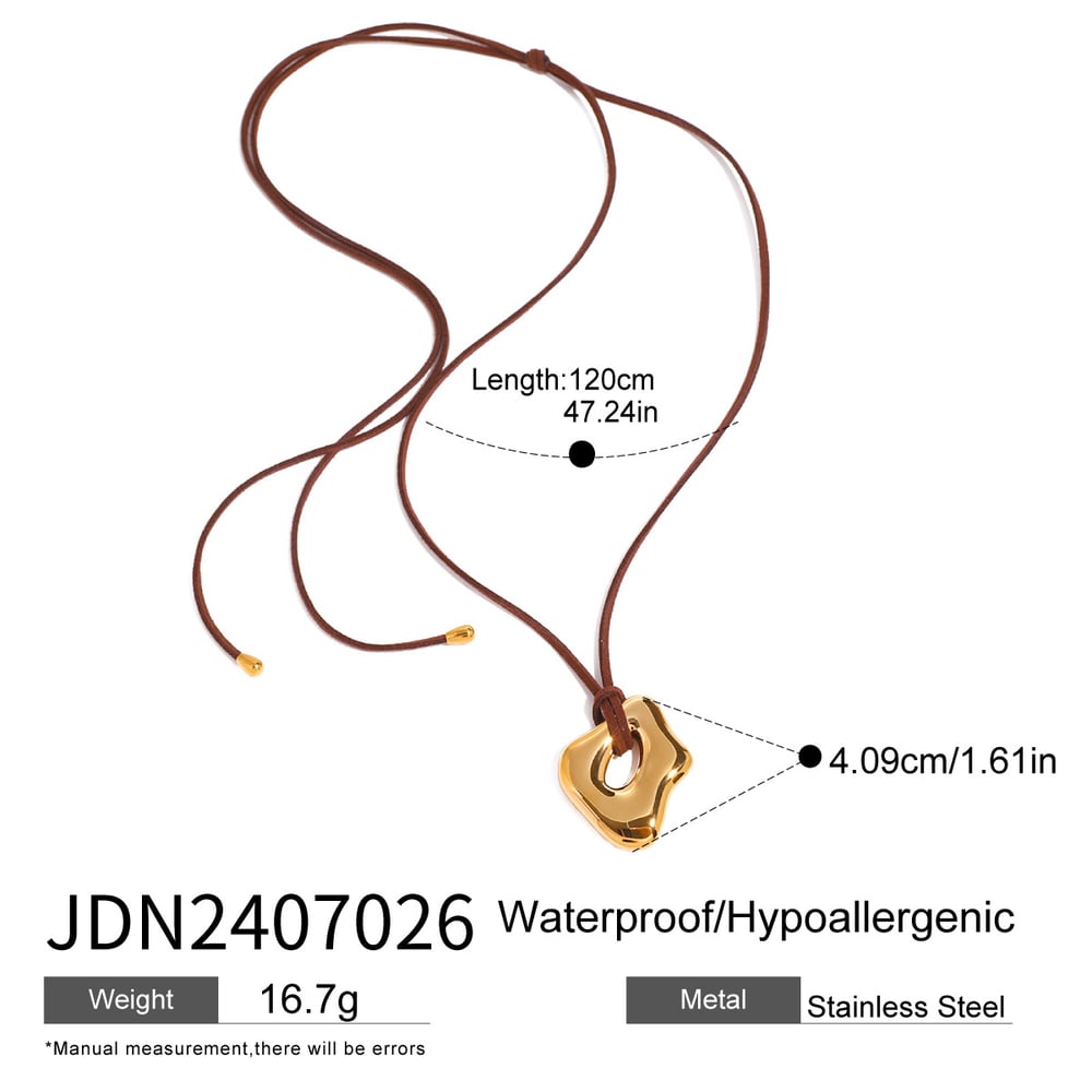 1 piece simple series daily solid color stainless steel  gold plated women pendant necklaces h5Picture2