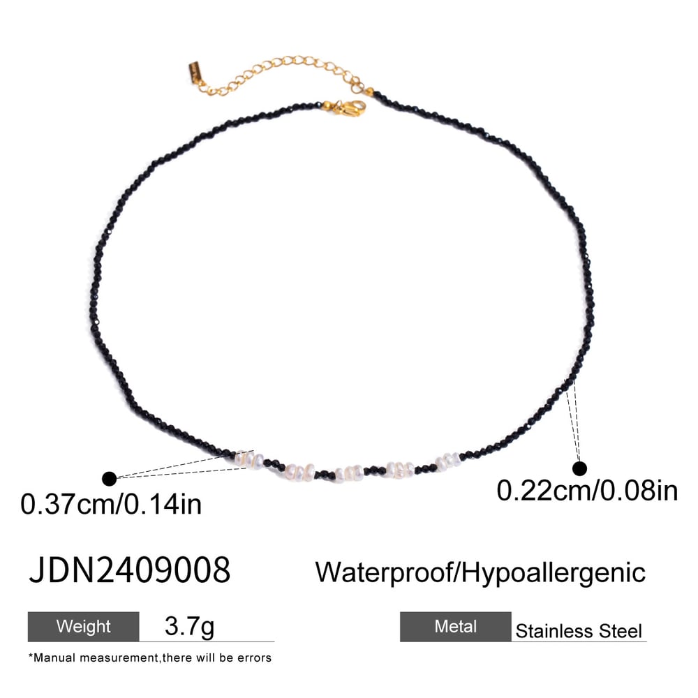 collier de perles pour femme, série simple, perles quotidiennes, en acier inoxydable plaqué or , cristal h5Image2