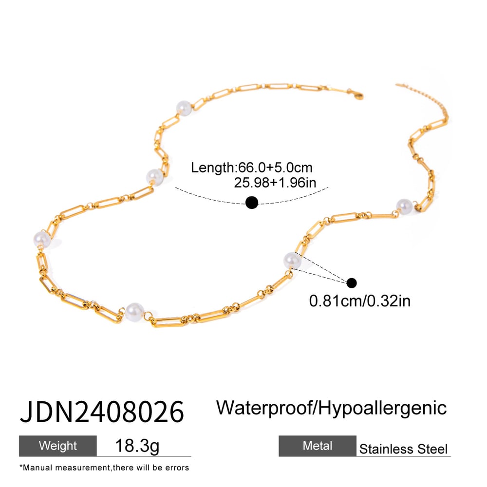 1 piece simple series elegant geometric stainless steel  gold plated artificial pearl women chain necklaces h5Picture2