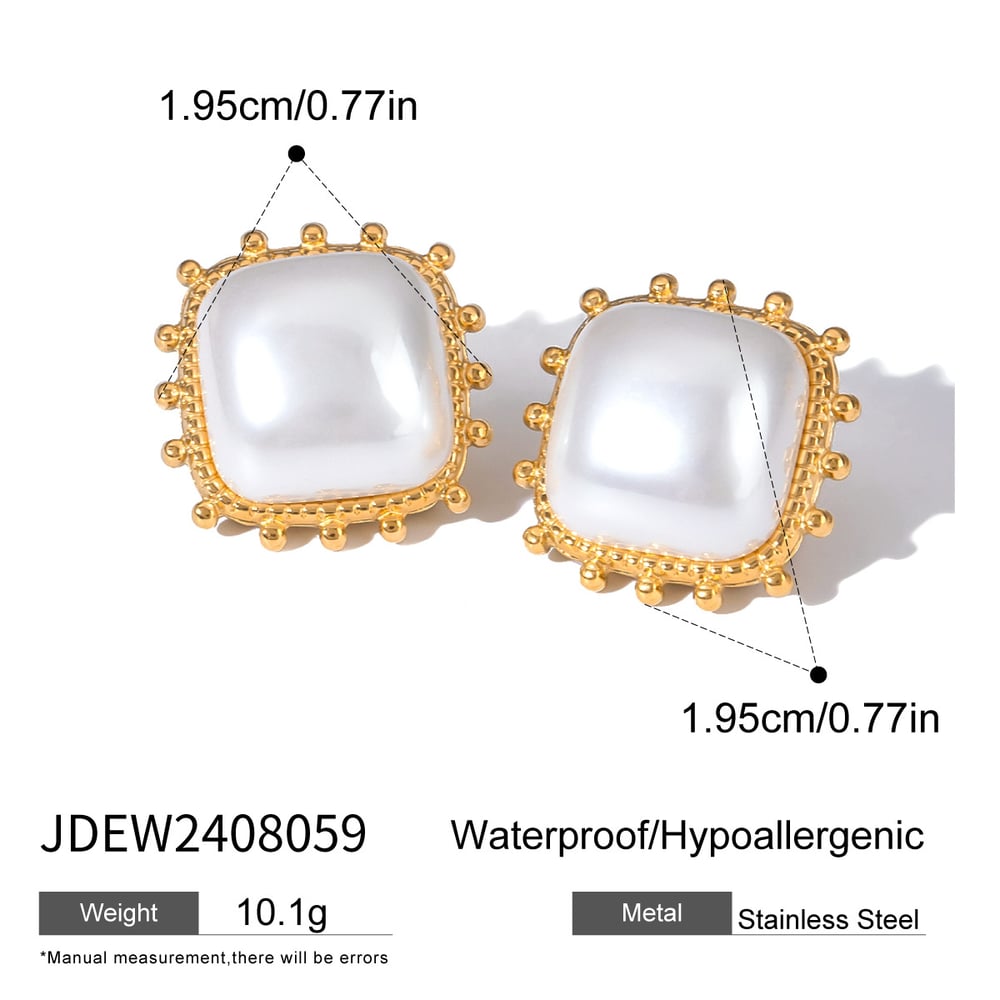 1 pair simple series retro geometric stainless steel  gold plated women stud earrings h5Picture2