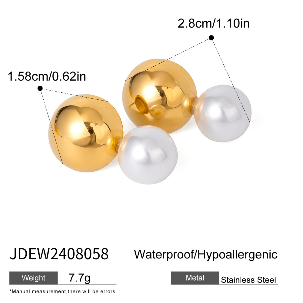 1 pair simple series elegant geometric stainless steel  gold plated artificial pearl women stud earrings h5Picture2