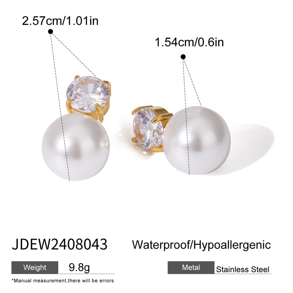 1 pair simple series elegant geometric stainless steel  gold plated artificial pearl women stud earrings h5Picture2