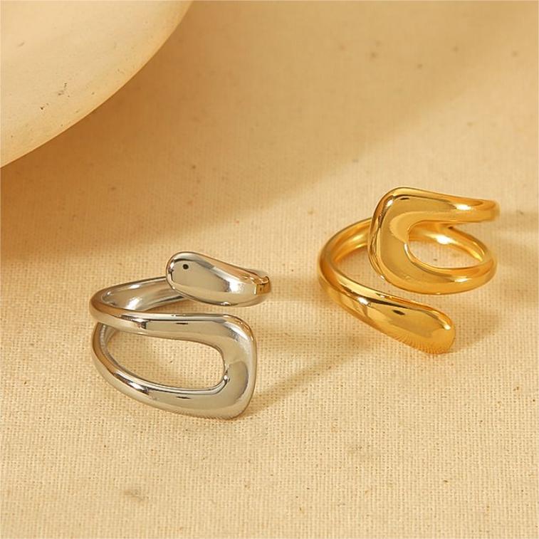 1 pair simple series classic geometric stainless steel  gold plated women single ring