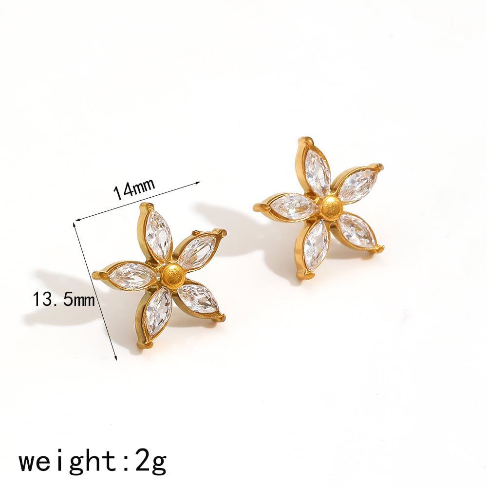 1 pair simple series daily flower stainless steel  gold plated women's stud earrings Picture2