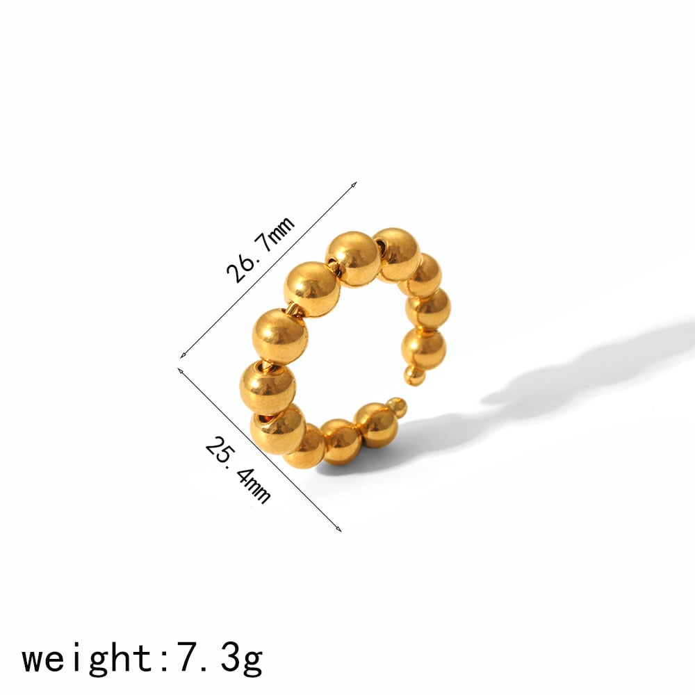 1 pair simple series  style beads stainless steel  gold plated women clip-on earrings Picture2