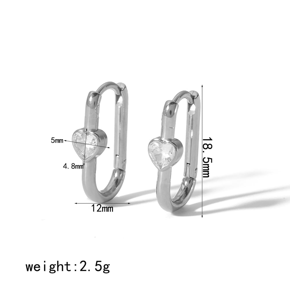 1 pair of simple and fashionable  gold-plated stainless steel diamond heart wire earrings for women's daily wear h5Picture2