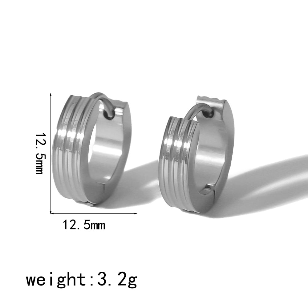 1 pair of simple classic  gold plated stainless steel geometric hoop earrings for women jewelry daily wear h5Picture2