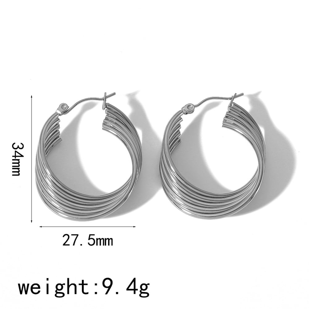 1 pair of personalized classic  gold-plated stainless steel geometric five-wire metal earrings for women's daily wear h5Picture2