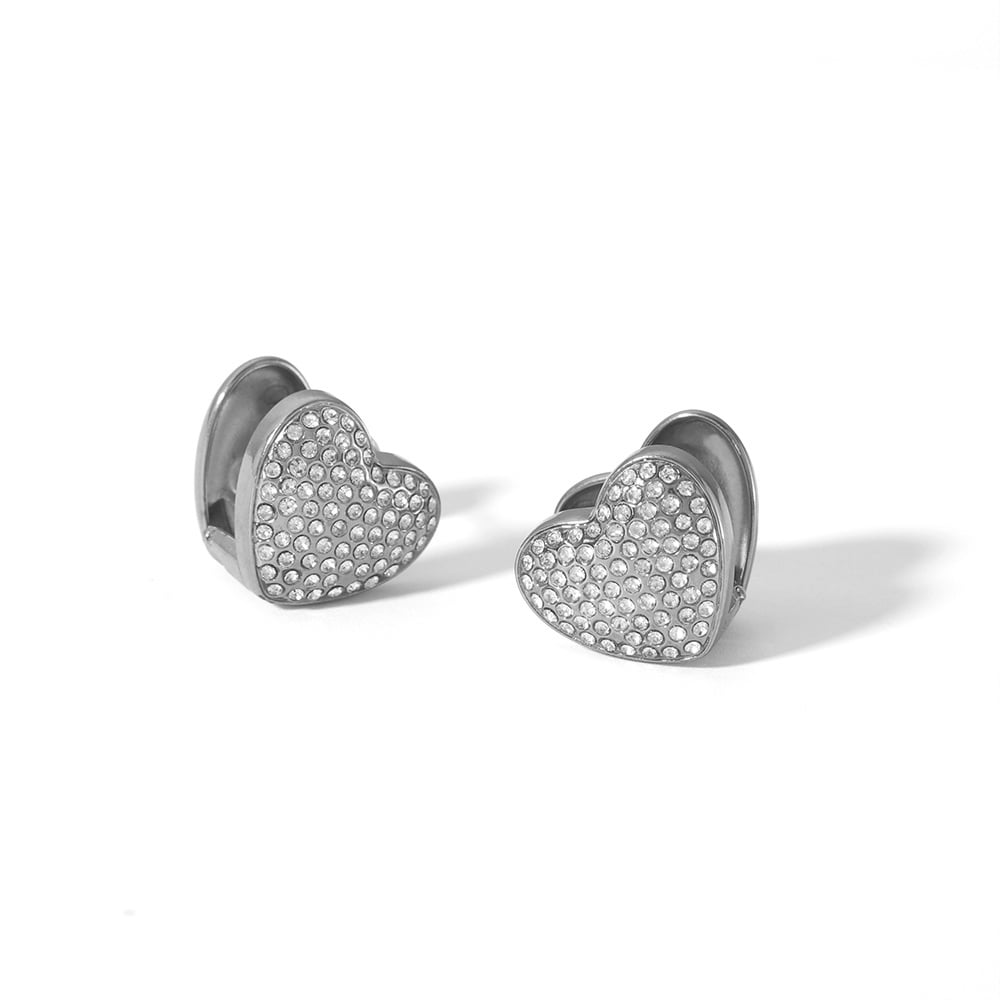 1 pair simple series sweet heart stainless steel  gold plated women stud earrings Picture2