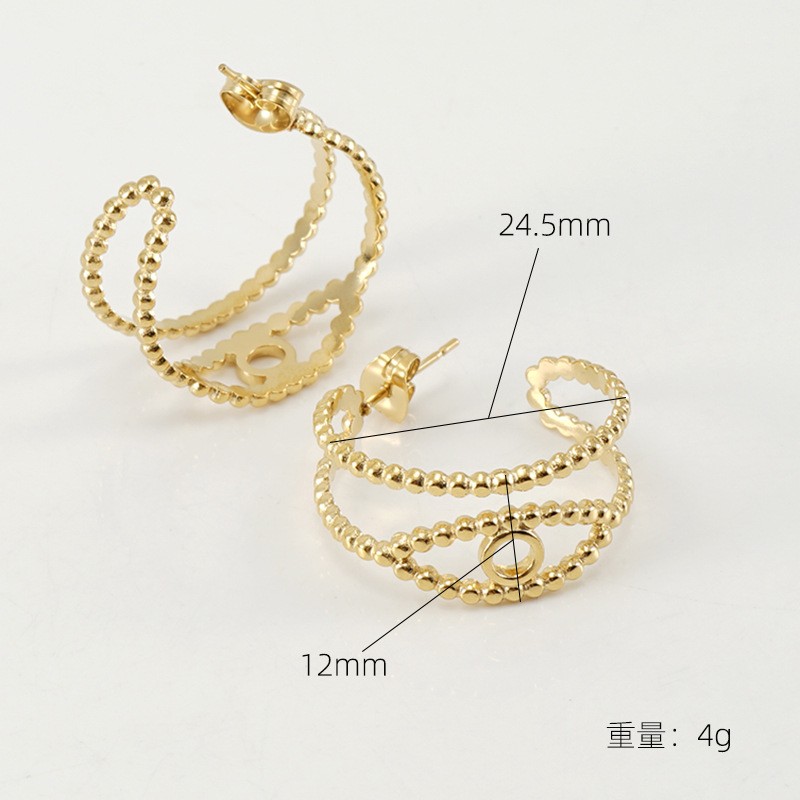1 pair simple series daily geometric titanium steel  gold plated women hoop earrings Picture2