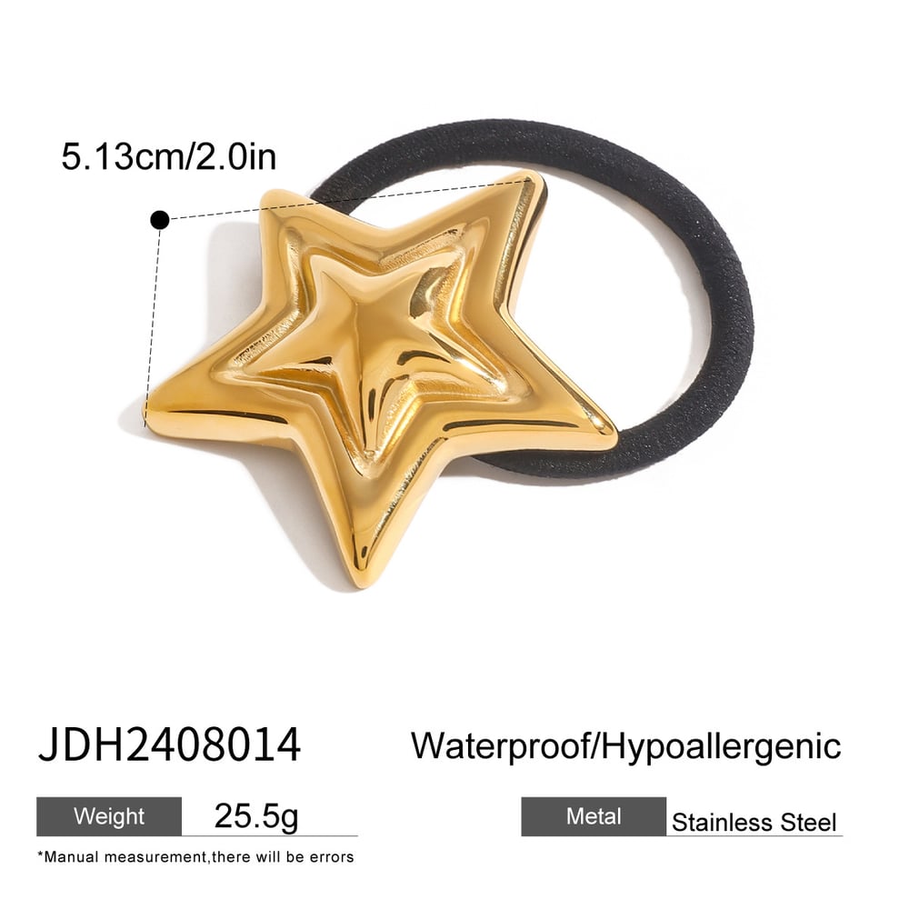 1 pair simple series classic geometric stainless steel  gold plated women hair bobbles h5Picture2