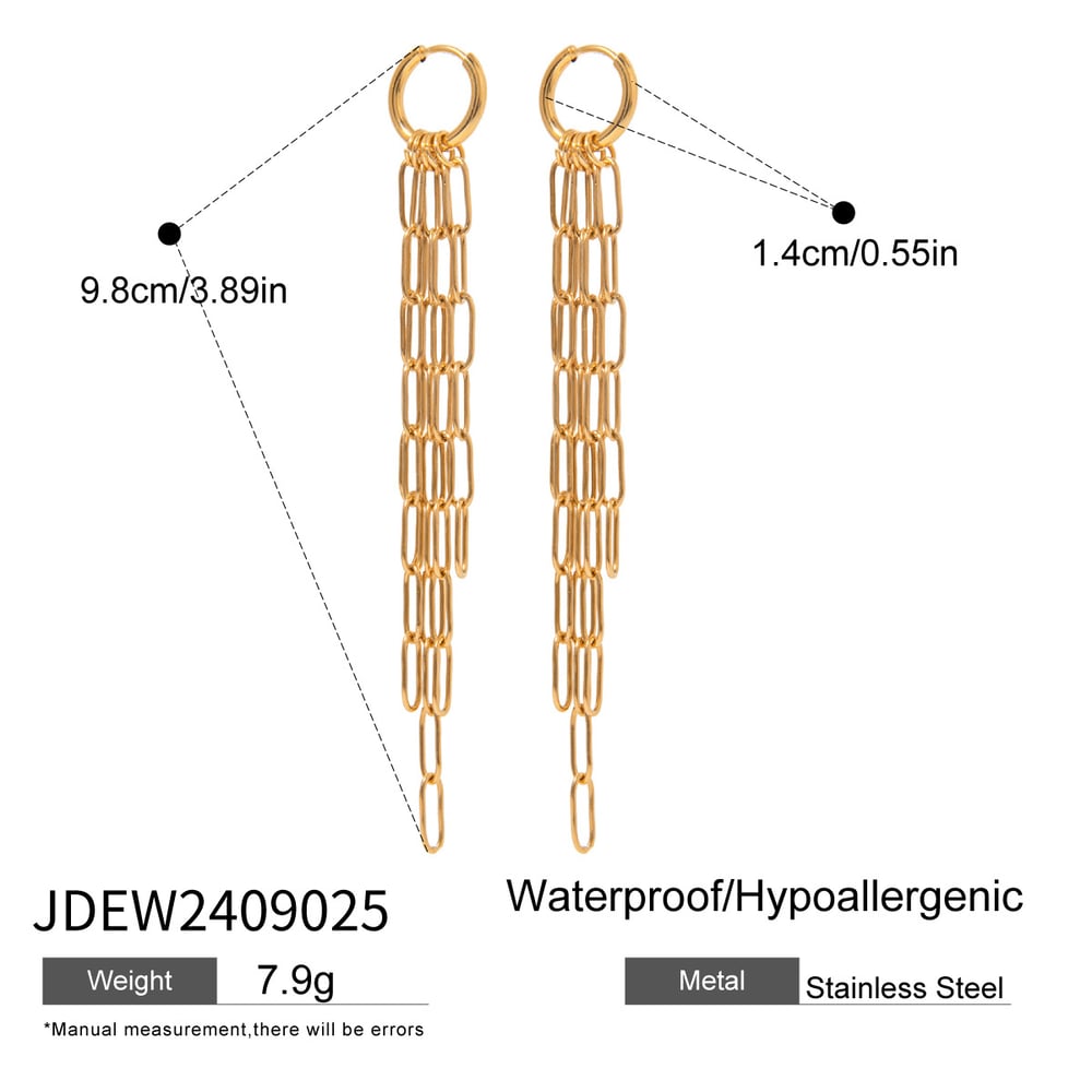 1 pair classic series elegant tassel stainless steel  gold plated women drop earrings h5Picture2