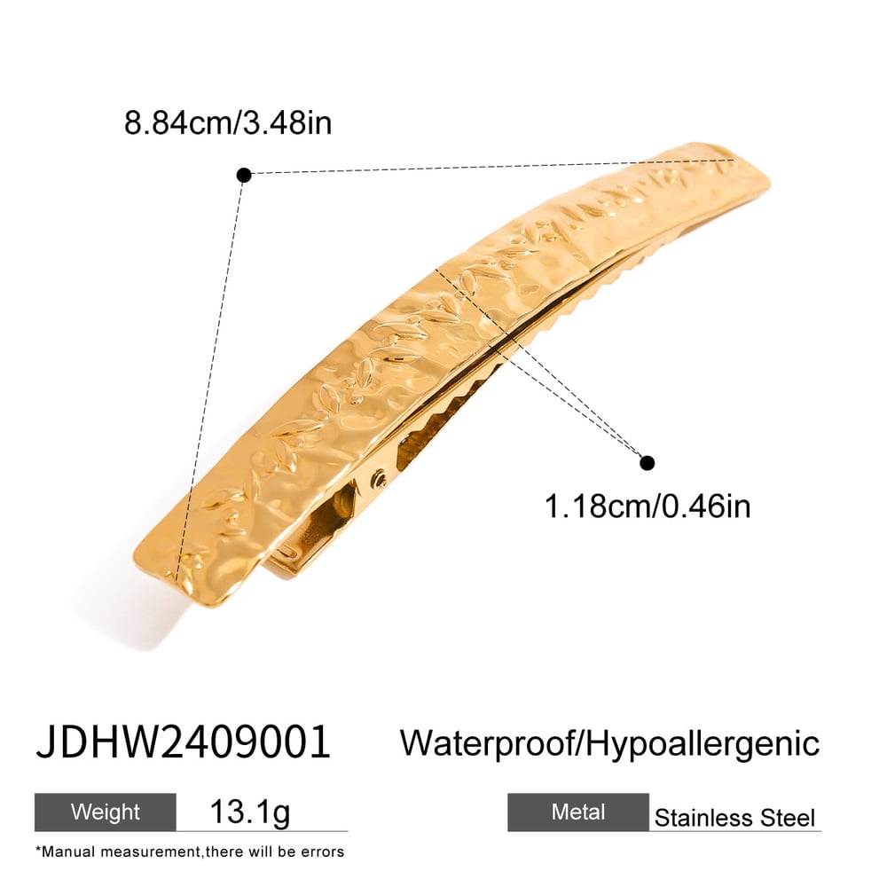 1 pair simple series casual plant stainless steel  gold plated women hair clips h5Picture2
