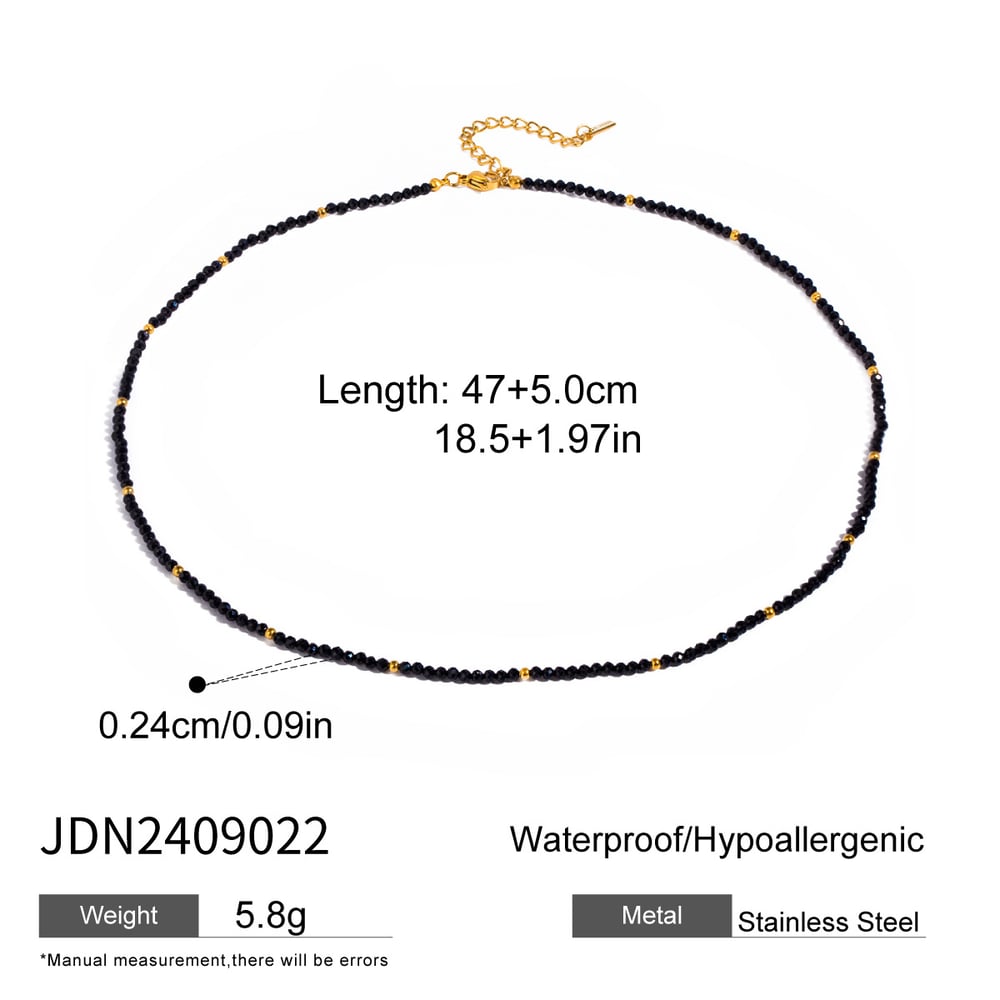1 piece simple series elegant beads stainless steel  gold plated natural stone women beaded necklaces Picture2