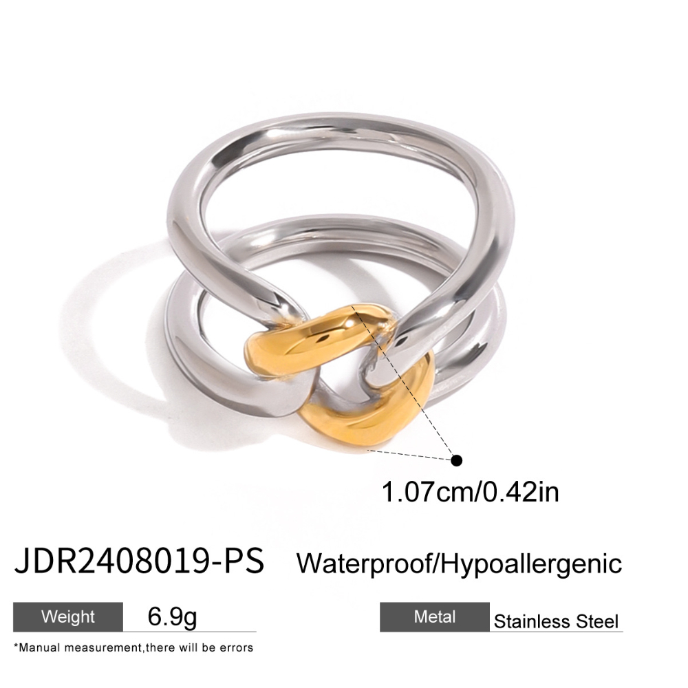 1 Piece Simple Series Simple Twist Stainless Steel Gold Plated Women's Single Rings h5Picture2