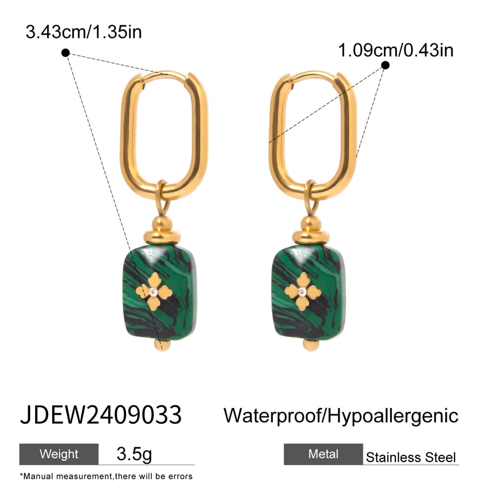 1 pair classic series elegant geometric stainless steel  gold plated women drop earrings h5Picture2