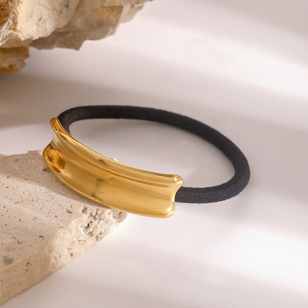 1 pair simple series daily geometric stainless steel  gold plated women hair bobbles