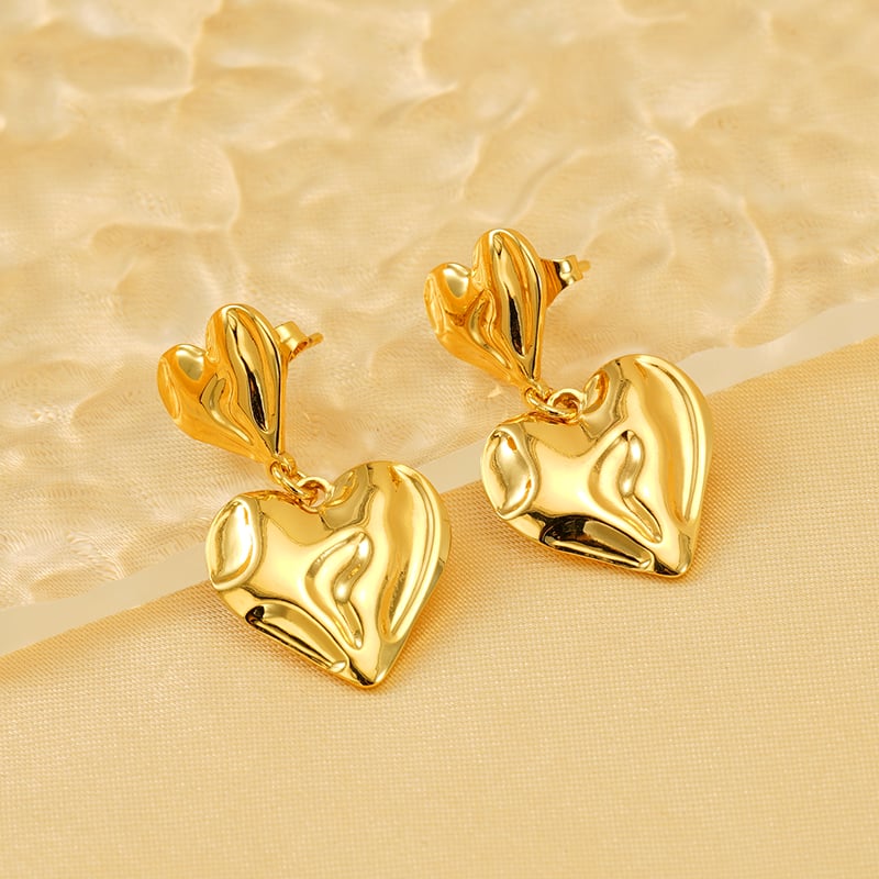1 pair simple series daily heart stainless steel  gold plated women stud earrings