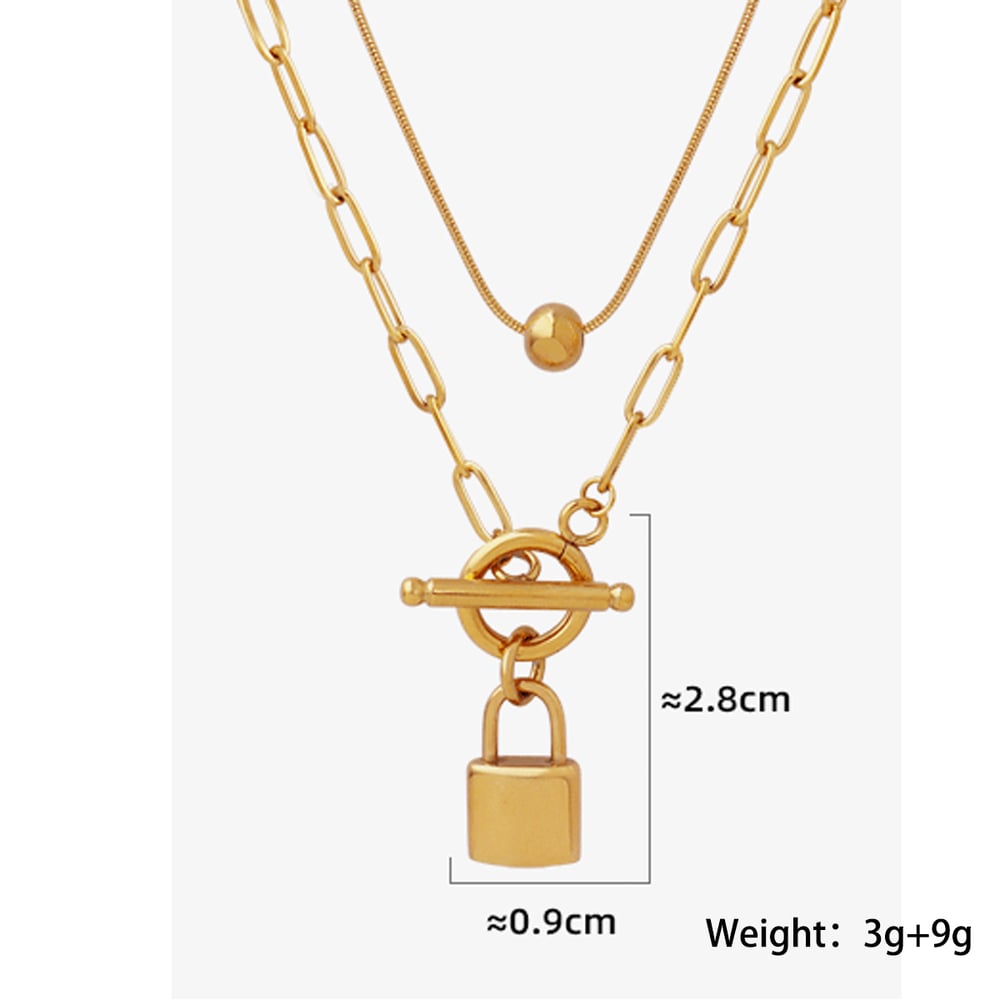 1 piece simple series simple geometric stainless steel  gold plated women layered necklaces Picture2