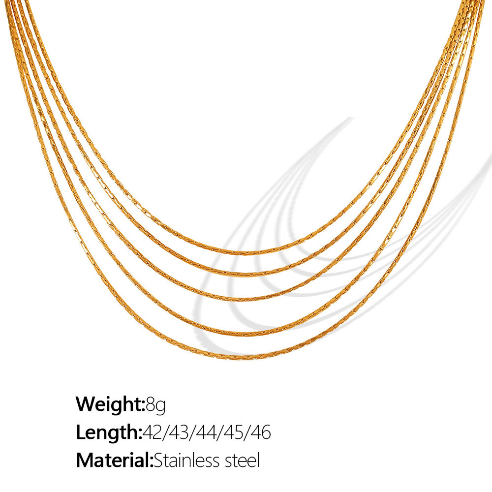 1 piece simple series simple tassel stainless steel  gold plated women layered necklaces h5Picture2