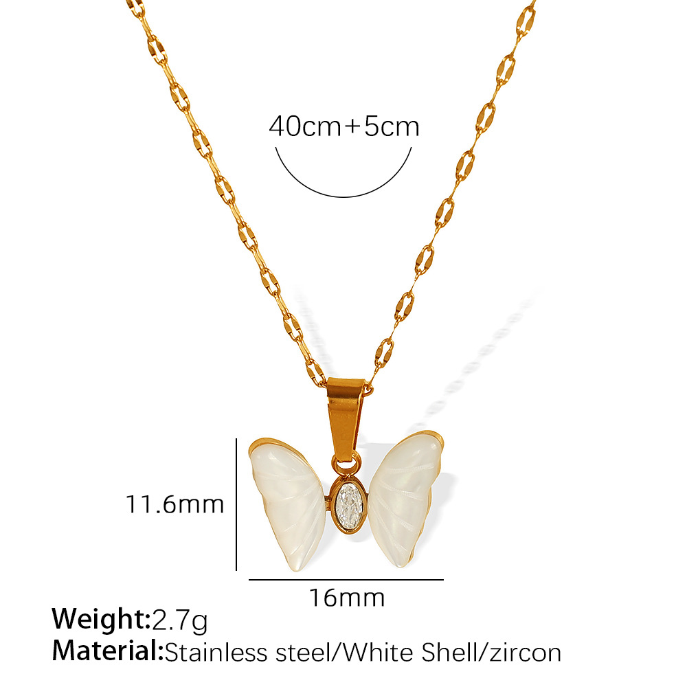 1 piece simple series sweet animal titanium steel  gold plated zircon women pendant necklaces Picture2
