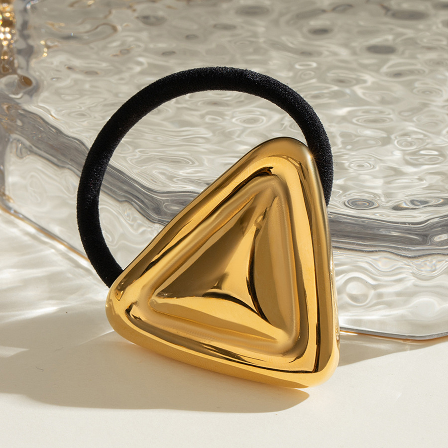 1 paio di elastici per capelli da donna in acciaio inossidabile placcato oro 18K, serie semplice, geometrici giornalieri
