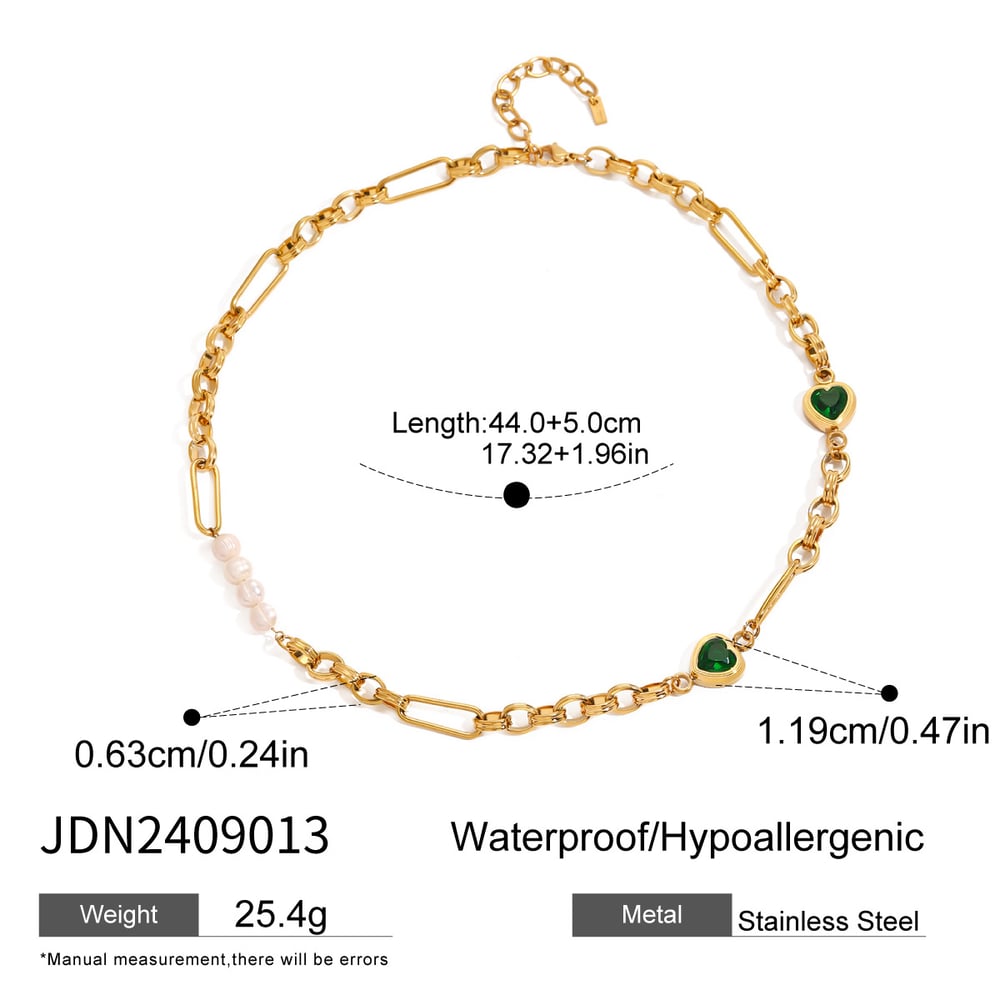 1 piece simple series sweet heart stainless steel  gold plated artificial pearl women chain necklaces h5Picture2