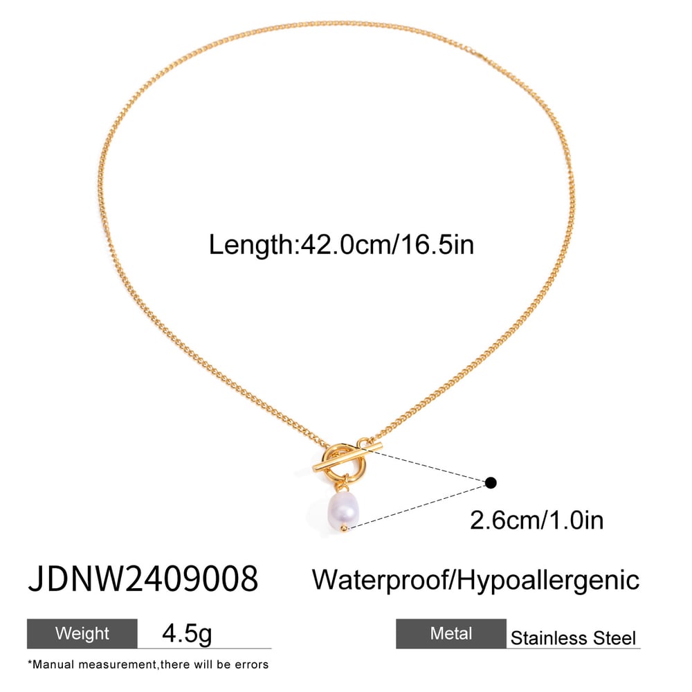 1 piece simple series daily geometric stainless steel  gold plated pearl women pendant necklaces h5Picture2