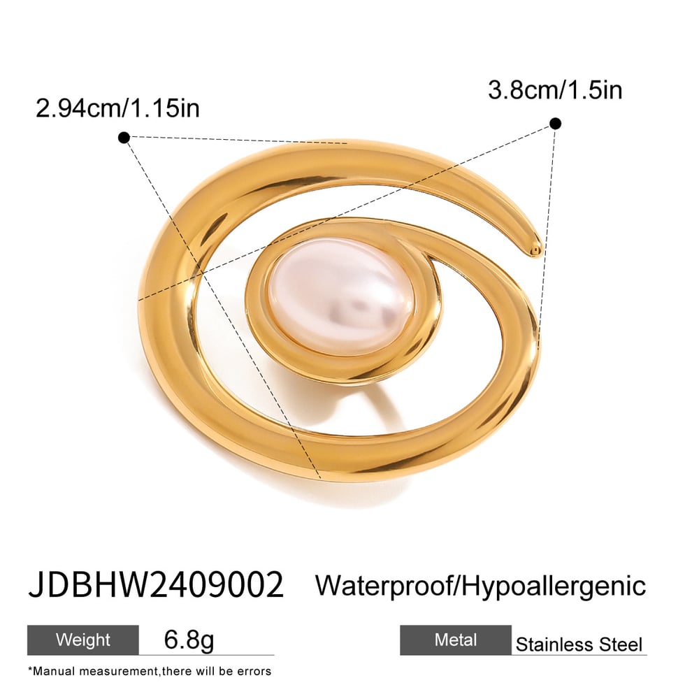 1 pair simple series classic geometric stainless steel  gold plated artificial pearl women brooches h5Picture2