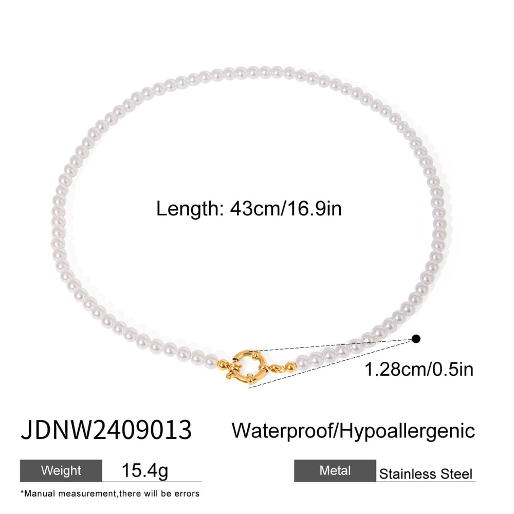 1 piece classic series elegant beads stainless steel  gold plated women beaded necklaces Picture2
