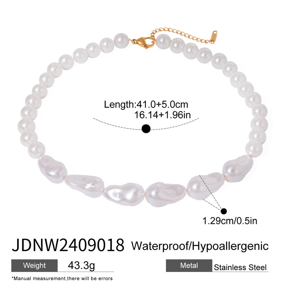 1 Stück Klassische Serie Elegante Perlen Edelstahl 18 Karat vergoldet Kunstperlen Damen Perlenketten h5Bild2