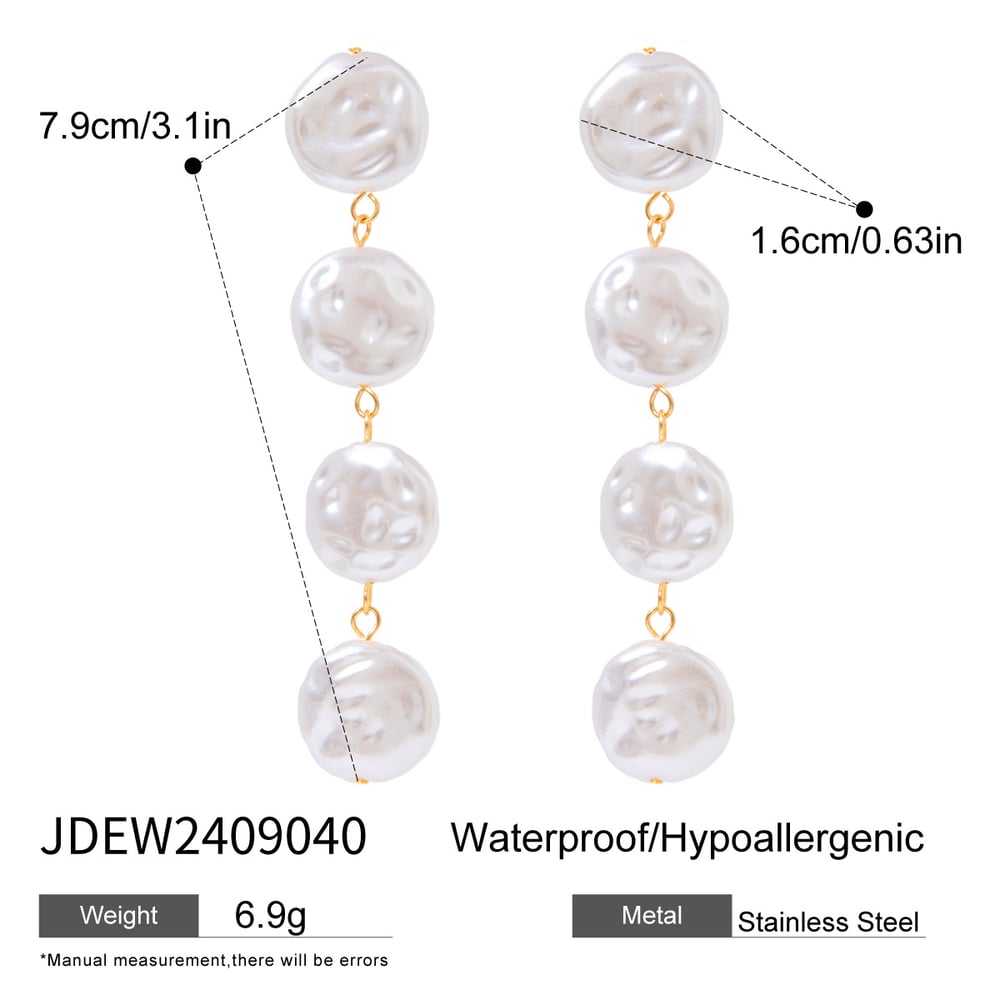 1 pair classic series elegant beads stainless steel  gold plated artificial pearl women drop earrings h5Picture2