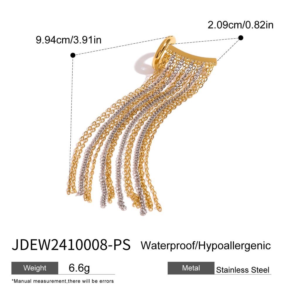 1 pair classic series elegant tassel stainless steel  gold plated women stud earrings Picture2