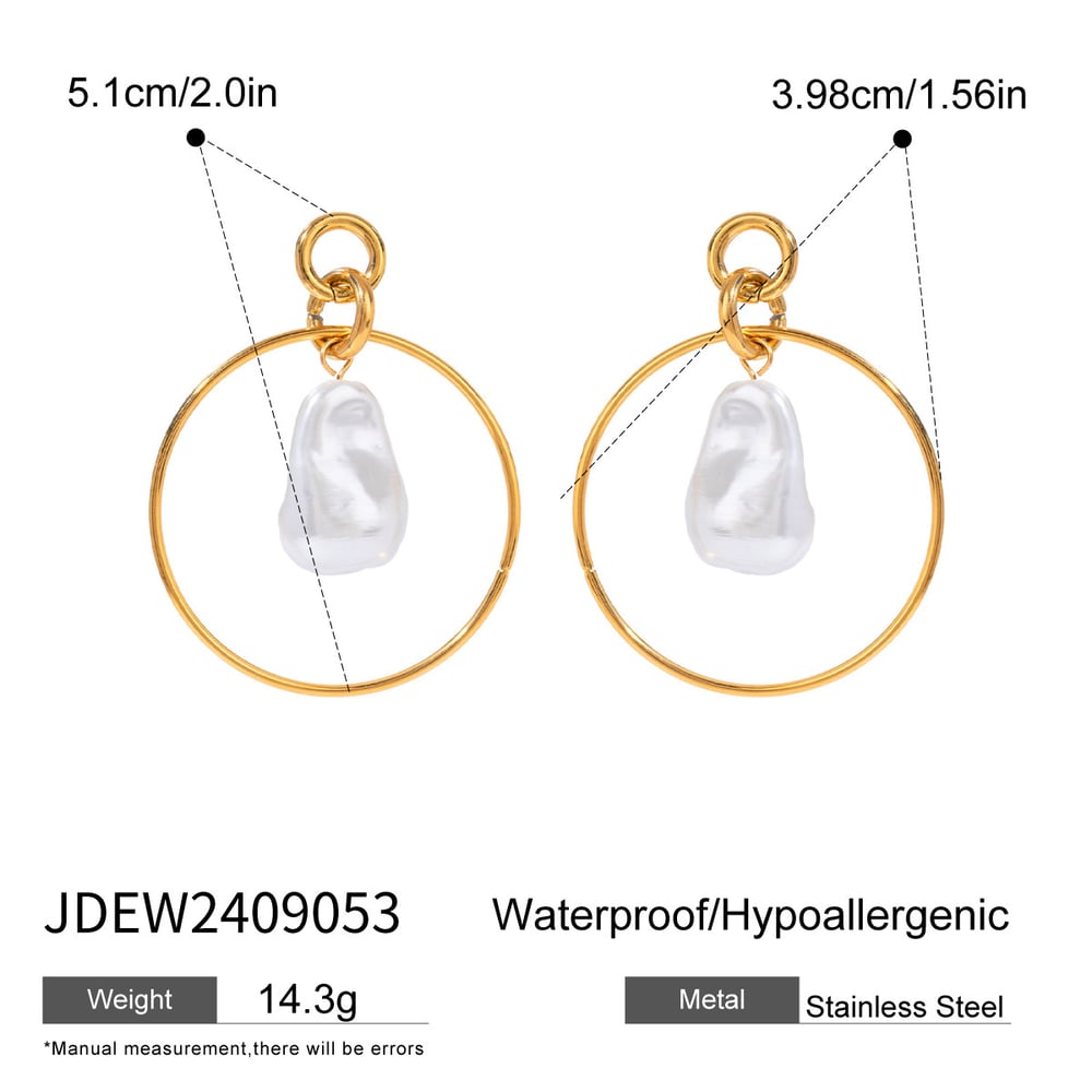 1 pair simple series elegant geometric stainless steel  gold plated artificial pearl women drop earrings h5Picture2