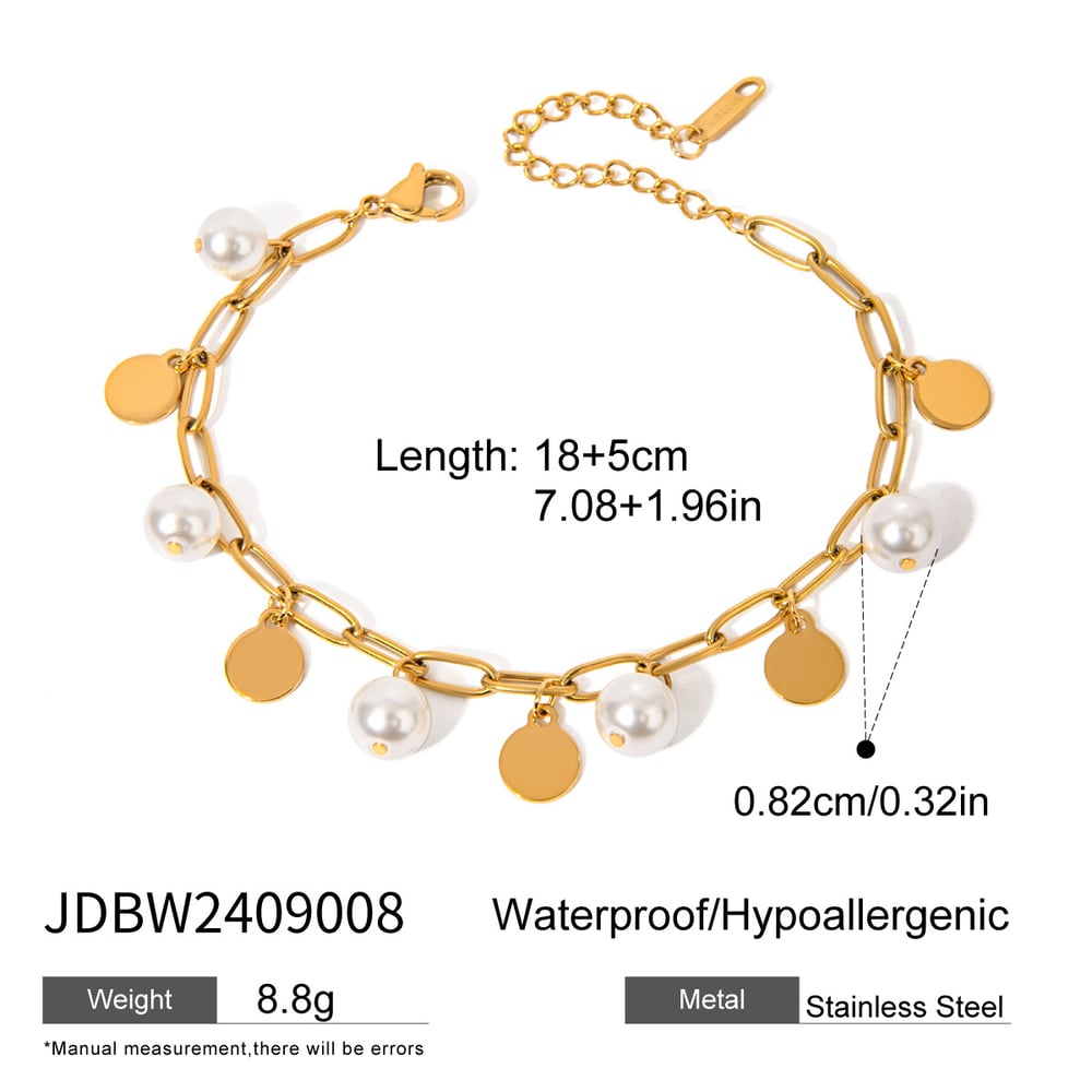 1 piece simple series sweet geometric stainless steel  gold plated artificial pearl women charm bracelets h5Picture2