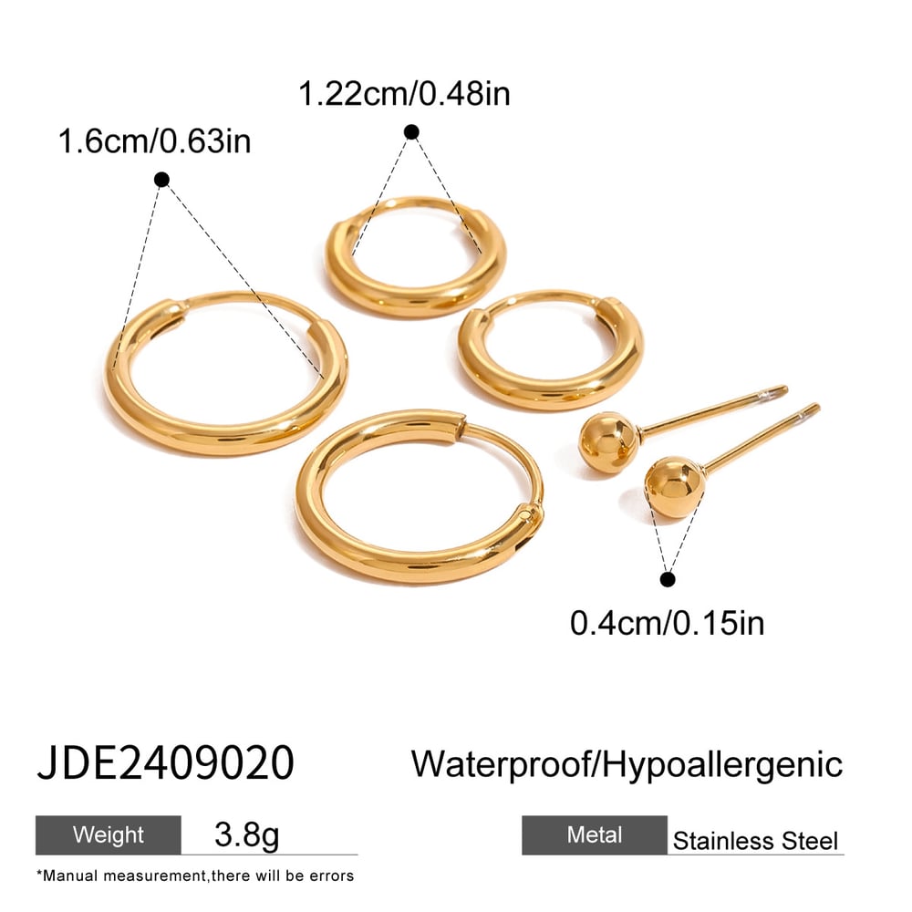 1 Set Daily Annular Stainless Steel Gold Plated Women's Earrings Set h5Picture2