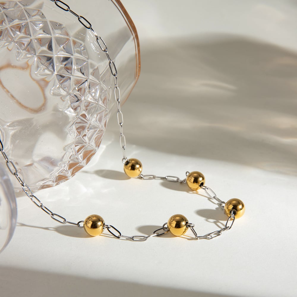 1 piece simple series casual geometric stainless steel  gold plated women chain necklaces 