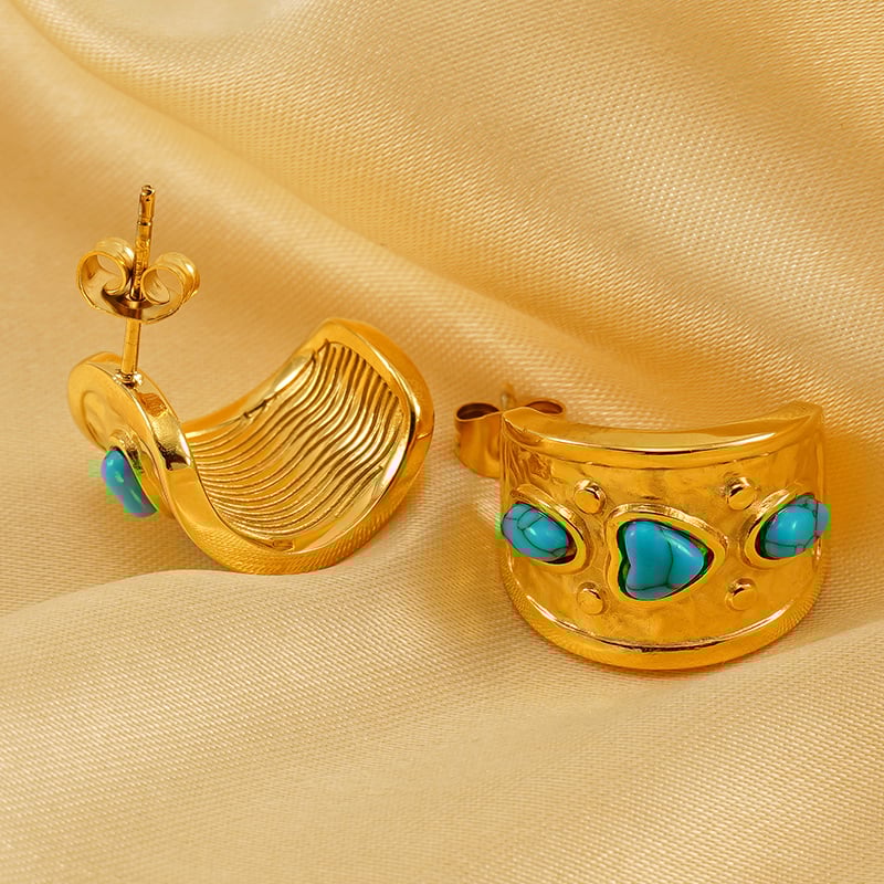 1 pair simple series retro polka dots stainless steel  gold plated women stud earrings