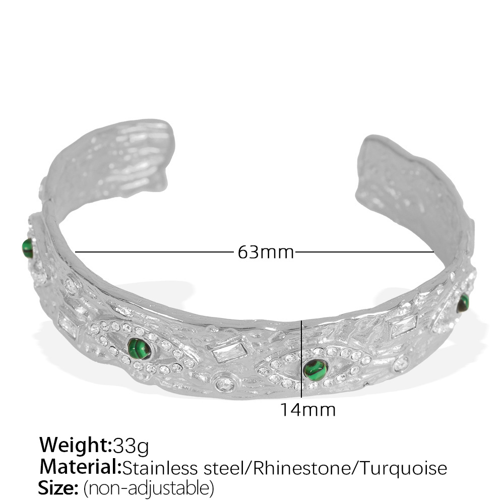 1 piece classic series retro eye stainless steel  gold plated zircon women bangles Picture2
