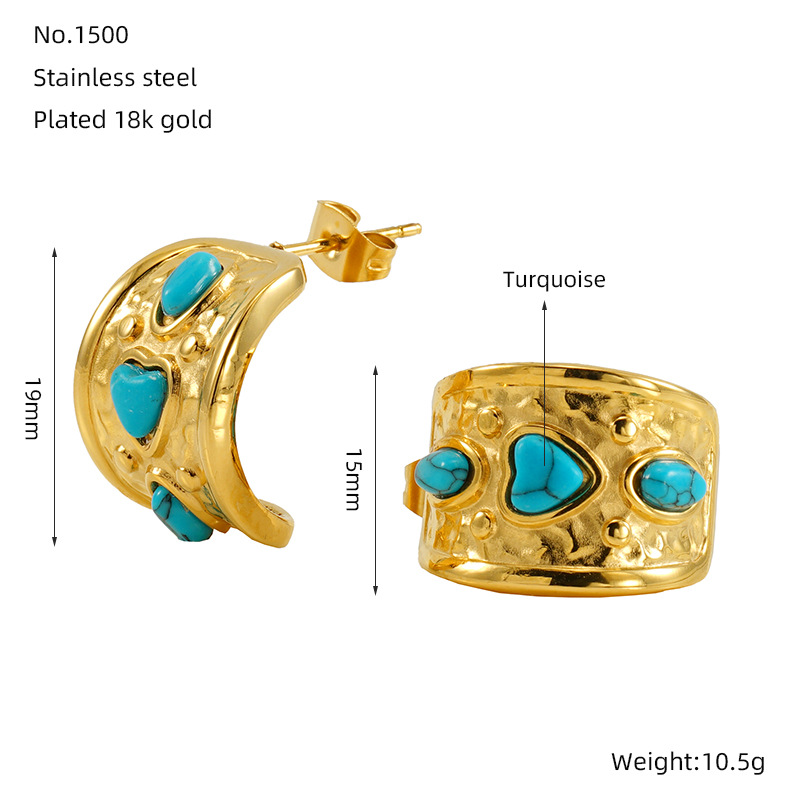 1 pair simple series retro polka dots stainless steel  gold plated women stud earrings h5Picture2