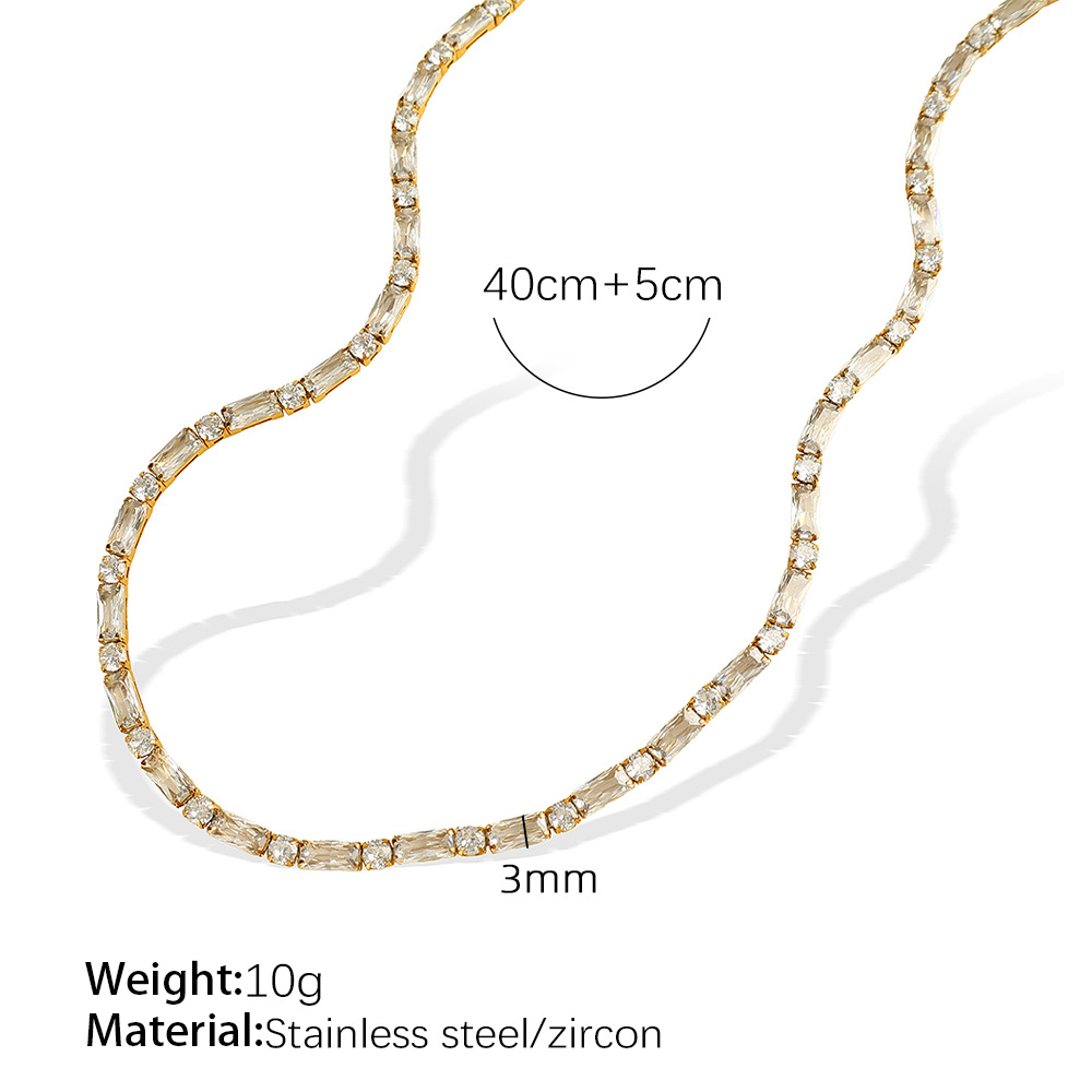 1 piece luxurious series simple geometric stainless steel  gold plated zircon women chain bracelets Picture2