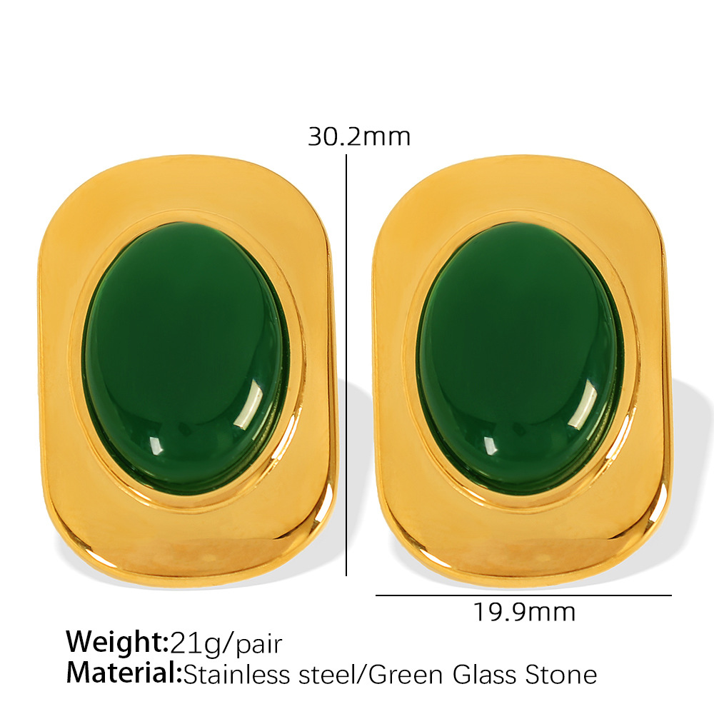1 paar classic series retro geometrische roestvrijstalen  goud vergulde dames oorstekers h5Afbeelding2