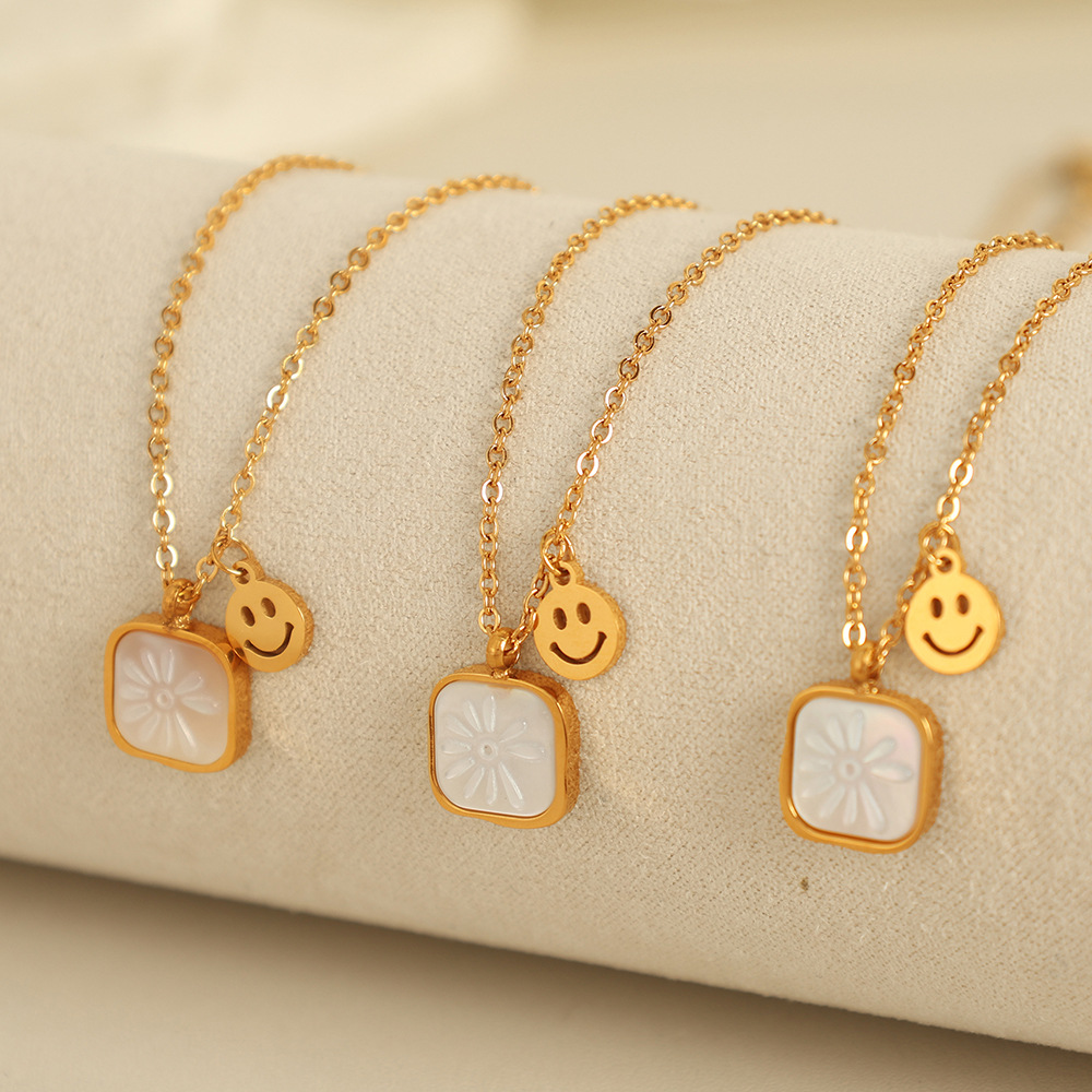 1 piece simple series simple cartoon stainless steel  gold plated women pendant necklaces