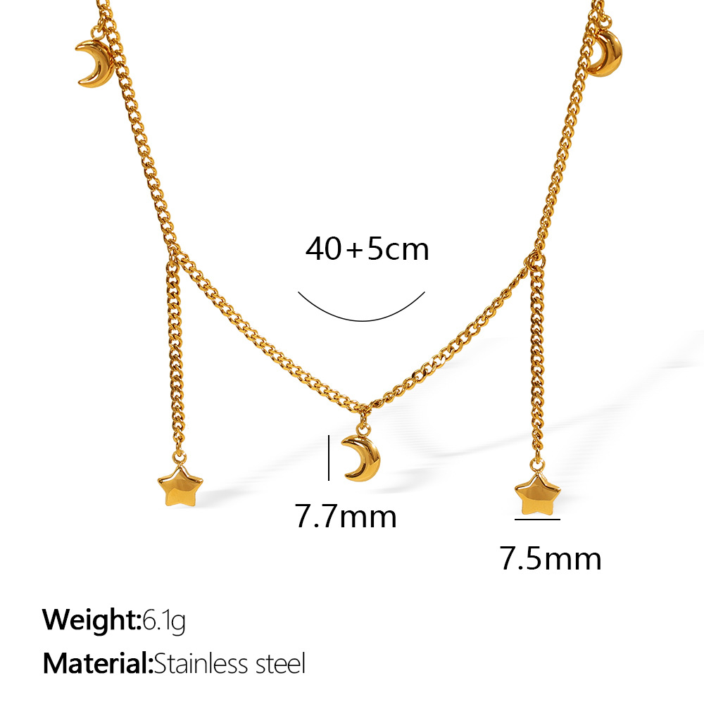 1 piece simple series simple sun/moon stainless steel  gold plated women pendant necklaces h5Picture2