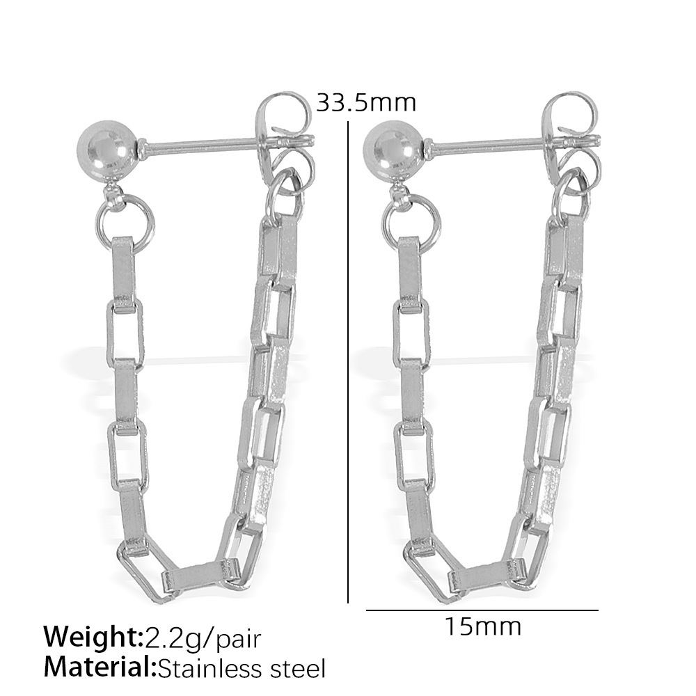 1 pair simple series simple tassel stainless steel  gold plated women drop earrings Picture2