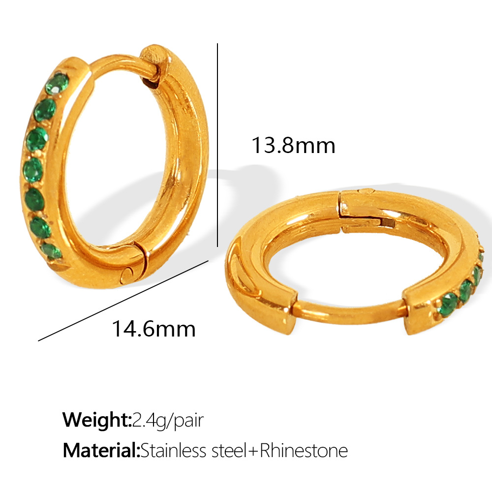 1 pair simple series classic geometric stainless steel  gold plated zircon women hoop earrings Picture2